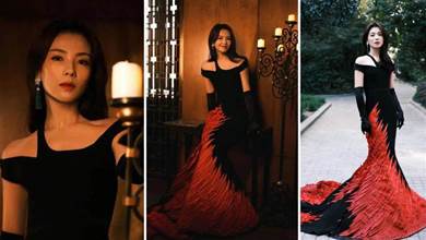 劉濤越來越會打扮，穿黑紅拼色禮裙勾勒曼妙身段，43歲美如貴婦